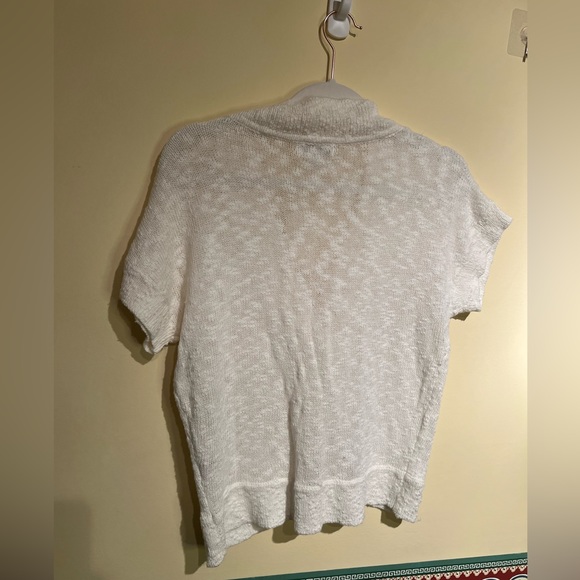NWT Christopher & Banks button down short sleeved sweater - white size large - Picture 3 of 3